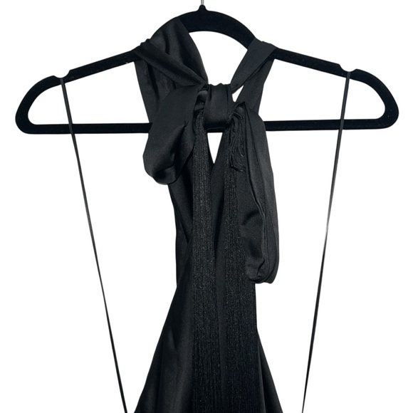 NEW NWOT Show Me Your Mumu Jasmine Fringe Halter Maxi Dress Black Satin SIZE M - Picture 8 of 12